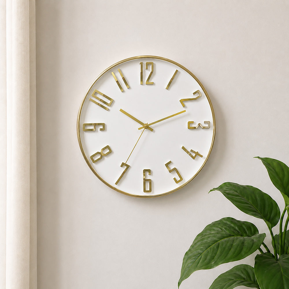 Modern Luxury Silent Metal Wall Clock (16 Inches) – Ticking-Free Battery-Operated Decorative Analog Clock in 3 Colors