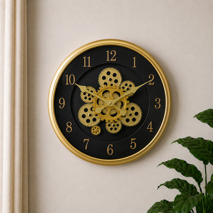 Modern Luxury Silent Moving Gear Wall Clock (16 Inches) – Numeric Dial, Ticking-Free Battery-Operated Clock in 2 Colors