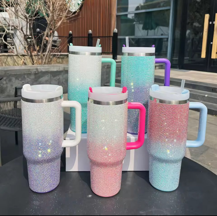 40oz Double Shaded Rhinestone Stainless Steel Tumbler Mug