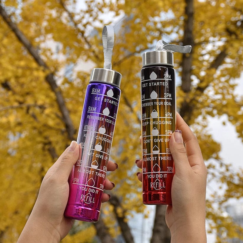 3 Pcs Leakproof Metallic Design Motivational Bottles Set