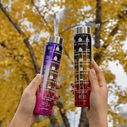 3 Pcs Leakproof Metallic Design Motivational Bottles Set