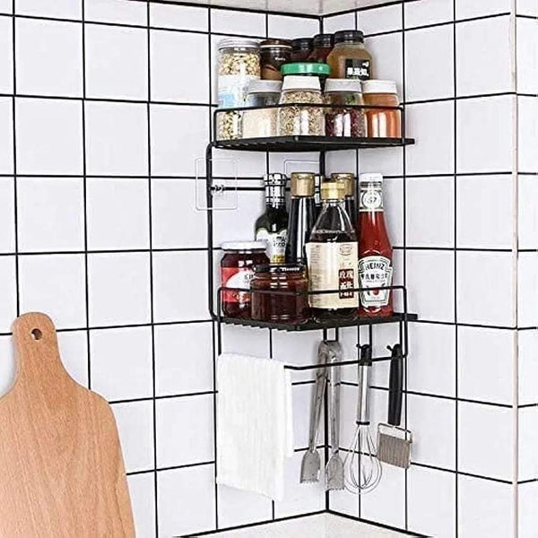 Double layer metallic multipurpose shelf for kitchen or bathroom