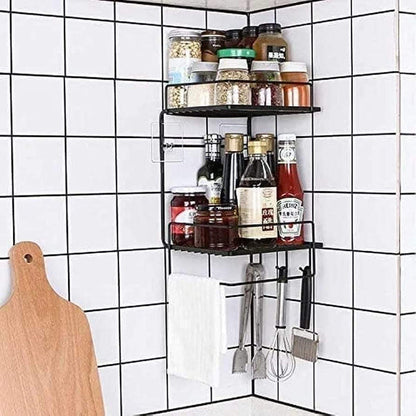 Double layer metallic multipurpose shelf for kitchen or bathroom