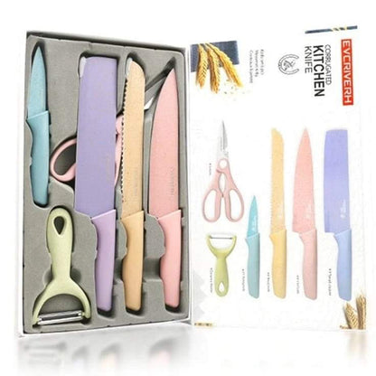6 pieces colorful knife kitchen set