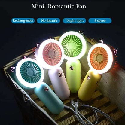 Portable led light fan rechargeable fan with led light