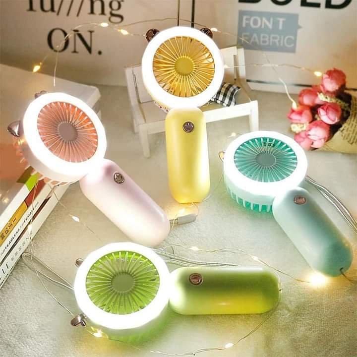Portable led light fan rechargeable fan with led light