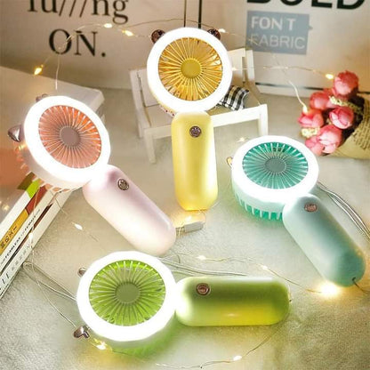 Portable led light fan rechargeable fan with led light