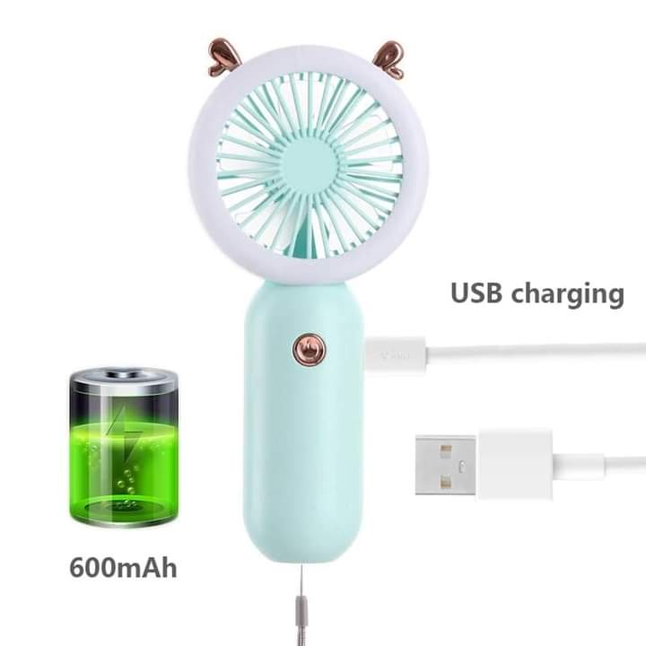 Portable led light fan rechargeable fan with led light