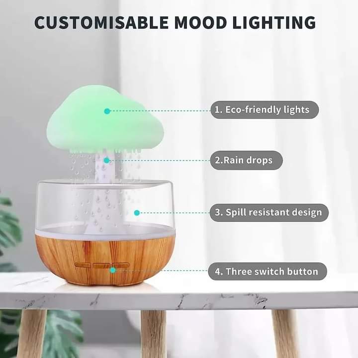 Mushroom Rain Humidifier With Night Light