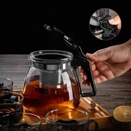 Heat resistant glass tea pot with 4 cups