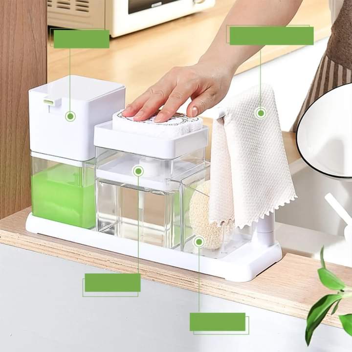 Kitchen caddy with hand wash dispenser