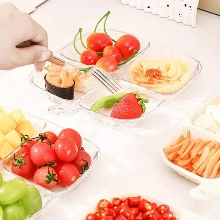 four compartment snack and serving tray