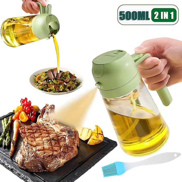2 In 1 Oil Spray Glass Jug - 450ML