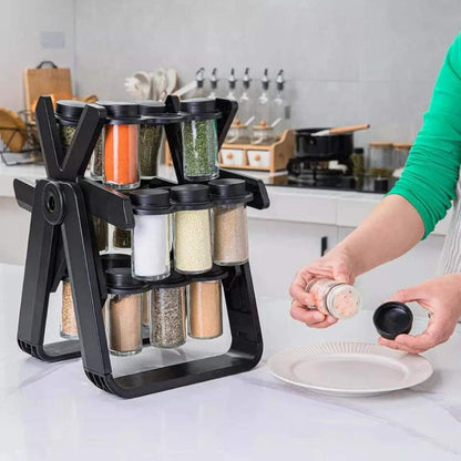 18PCS Jar Spice Rack Rotating