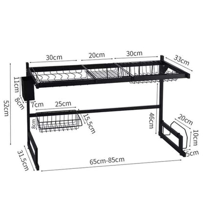 Stainless steel kitchen sink rack.