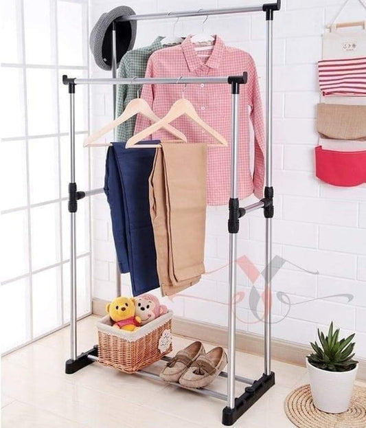 Double hanging clothing stand pole