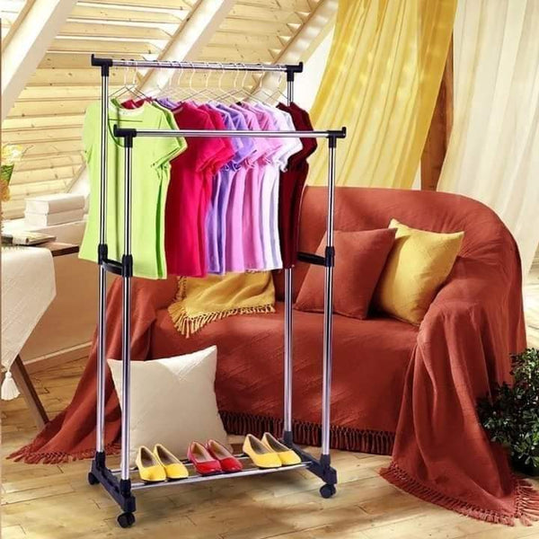 Double hanging clothing stand pole