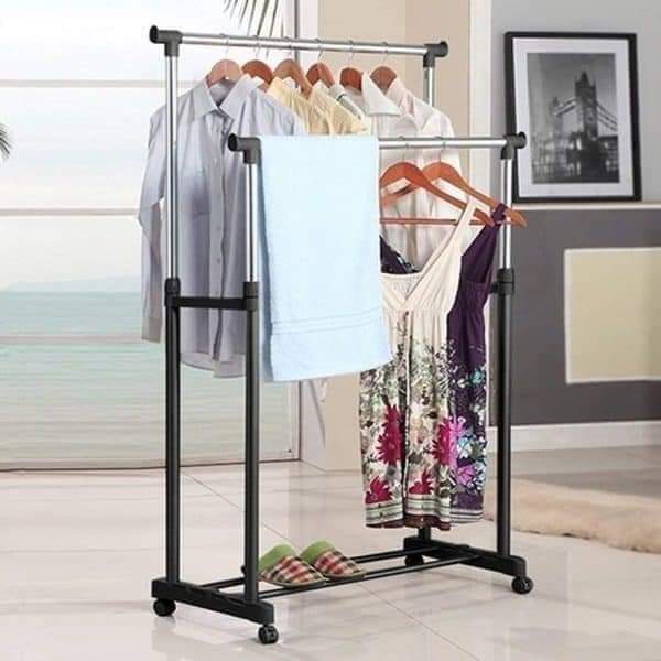 Double hanging clothing stand pole