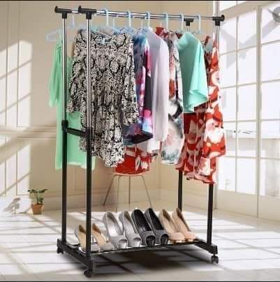 Double hanging clothing stand pole