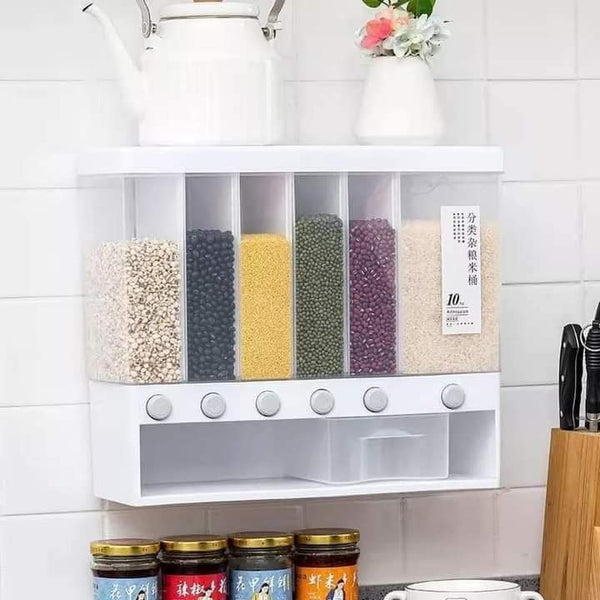 Grains and rice 10Kg wall mounted home sealed rice and grains storage container fine quality dry foods and cereal dispenser container