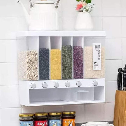 Grains and rice 10Kg wall mounted home sealed rice and grains storage container fine quality dry foods and cereal dispenser container