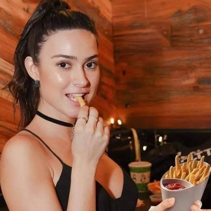 Fries cone holder with dipping cup