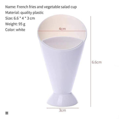 Fries cone holder with dipping cup