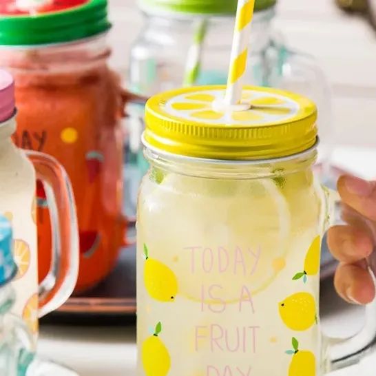 Mason jars in fruit theme