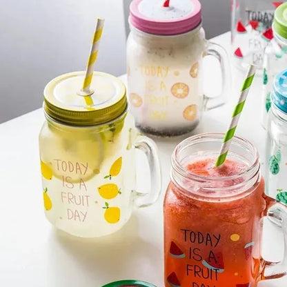 Mason jars in fruit theme