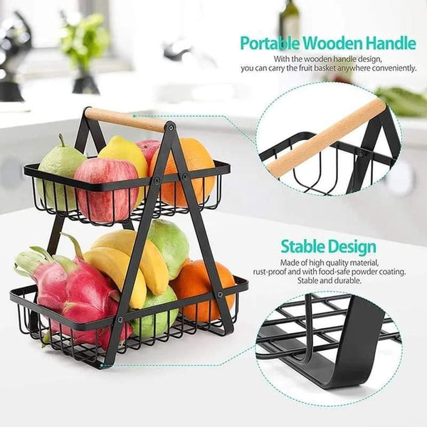 Two tier vegetables and fruits basket