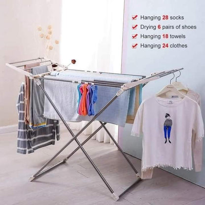 Indoor Balcony Folding Clothes Drying Rack Protable Laundry Dryer Hanger Shelf