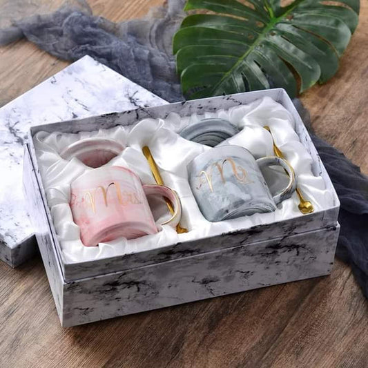 Marbel Look Couple mug set box packing