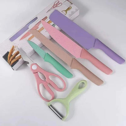 6Pcs Stainless Steel Colorful Knife Set