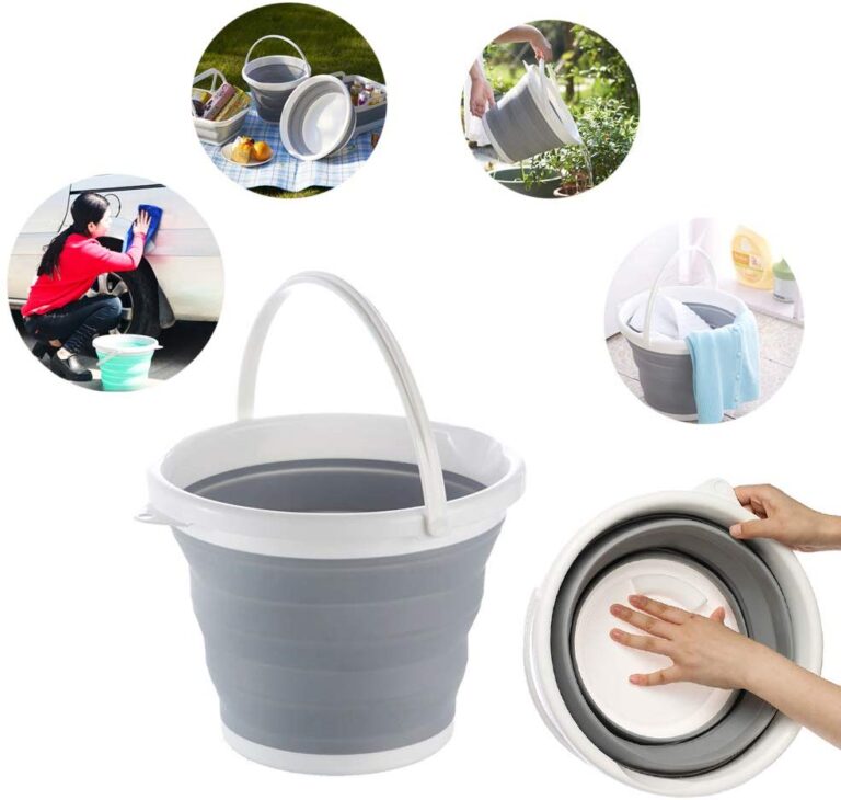 Foldable bucket 10 liter capacity.