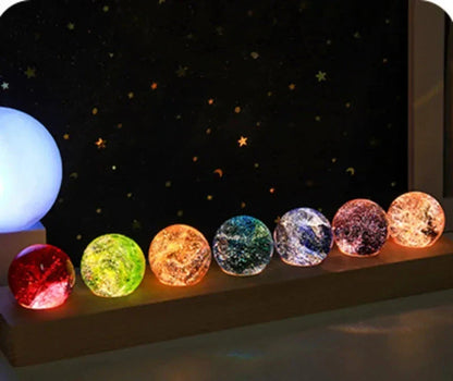 LED 7 Crystal Ball on wooden stand