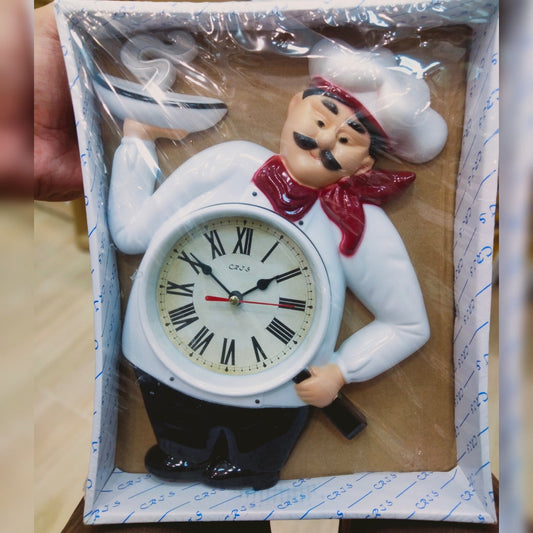 Chef pan kitchen wall clock