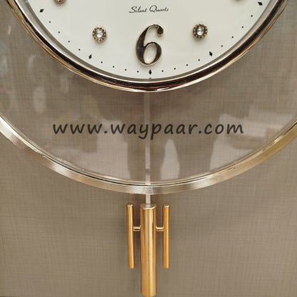 Luxury Rose Gold Pendulum Wall Clock | Elegant Vintage Carved Design