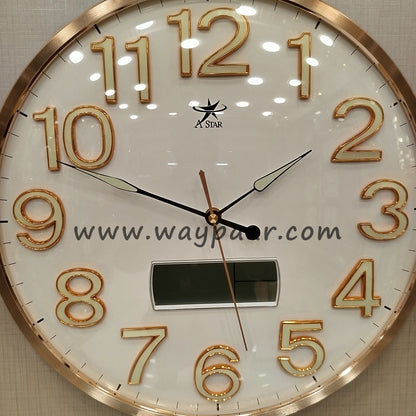 16-Inch Hybrid Wall Clock – Analog Dial with Built-in Digital Display