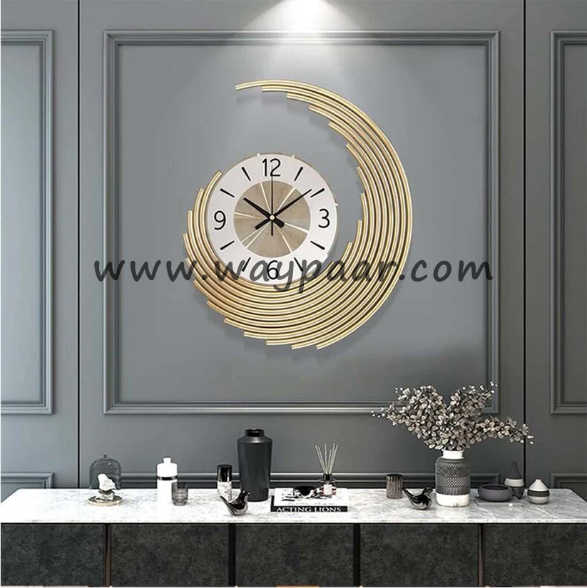 Antique Iron Metal Wall Clock - Modern Geometric Design (39cm)