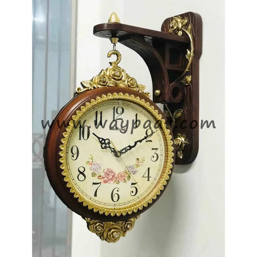 Haizhixing Double-Sided Antique Wall Clock with Hanging Stand (13-Inch Dial)