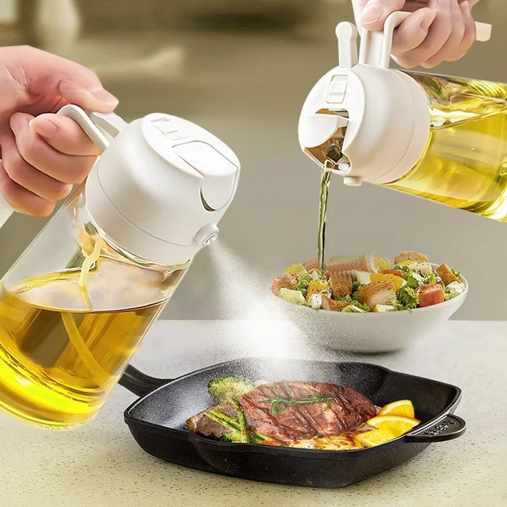 2 In 1 Oil Spray Glass Jug - 450ML