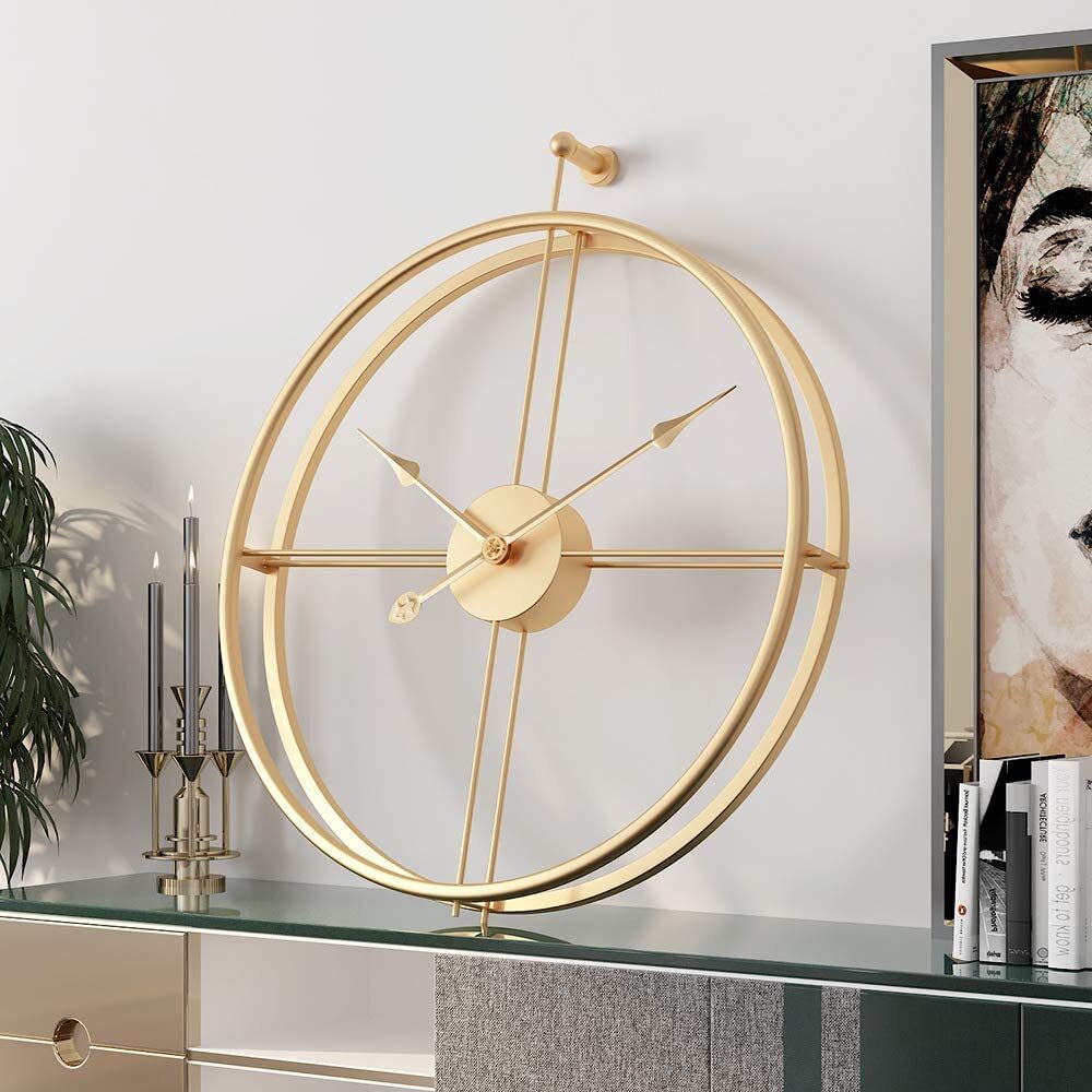 Imported Metallic Wall Clock - Black & Gold (60 cm)