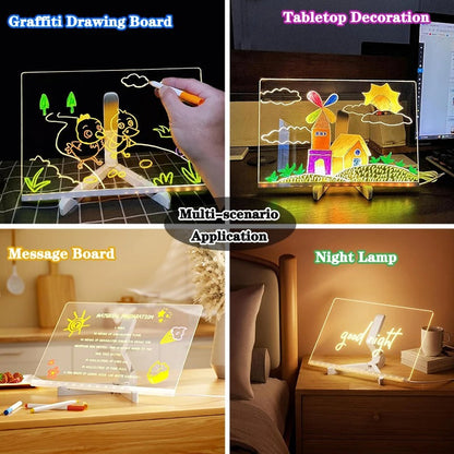 Glowing led drawing board with colorful pen and stand