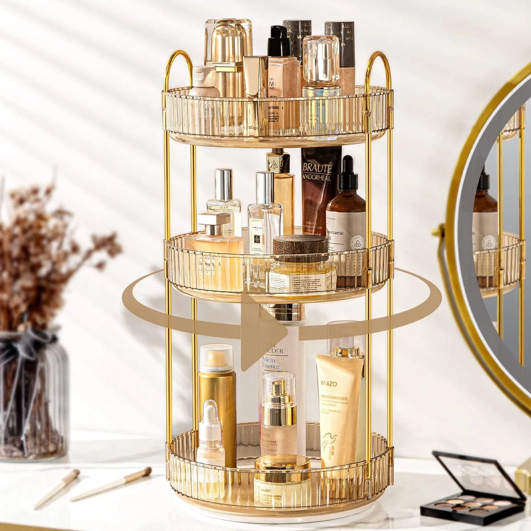 Crystal 3 Tier Rotating Cosmetics Organizer