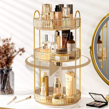 Crystal 3 Tier Rotating Cosmetics Organizer