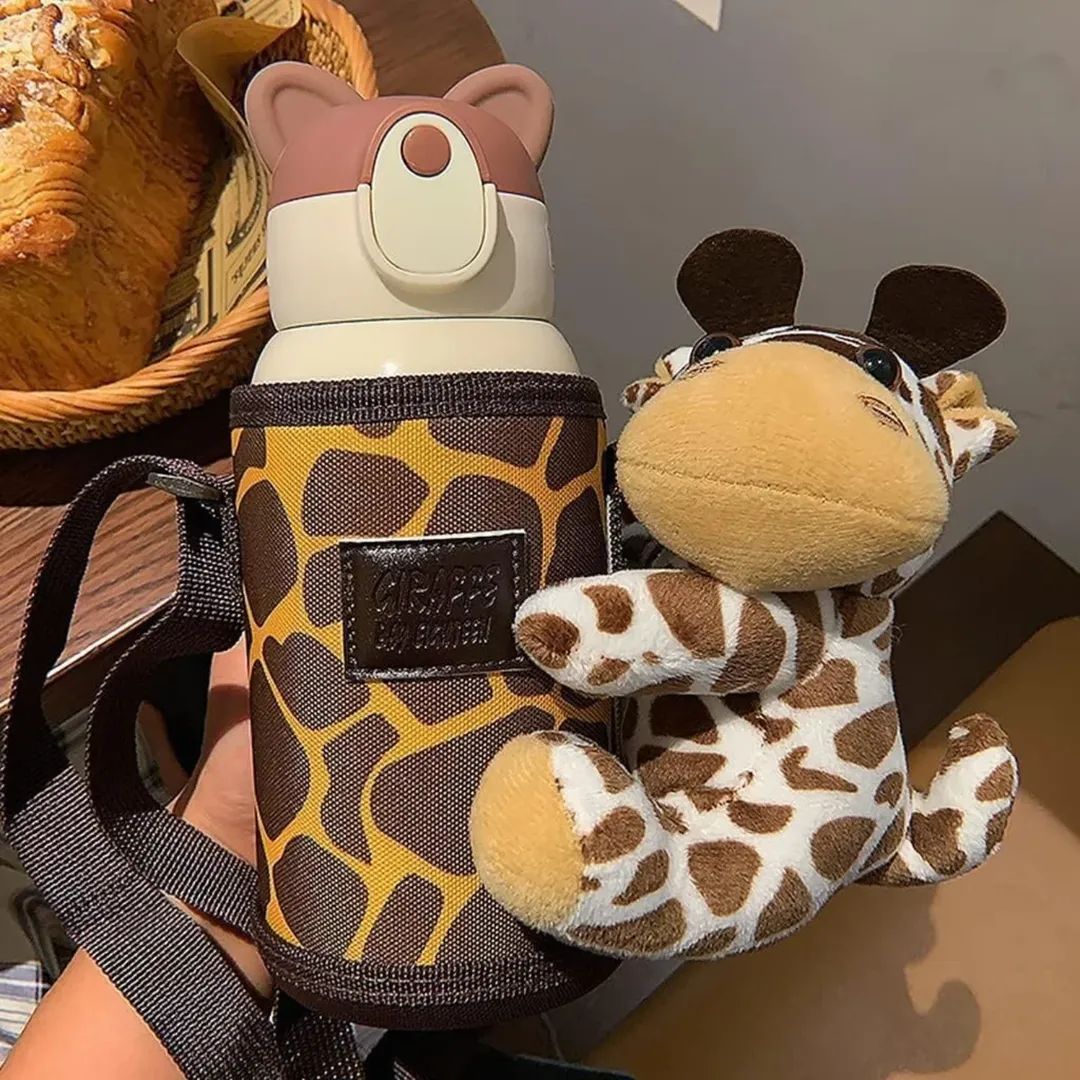 Cartoon Themed Water Bottle With Plush Toy