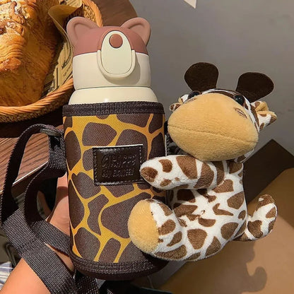 Cartoon Themed Water Bottle With Plush Toy