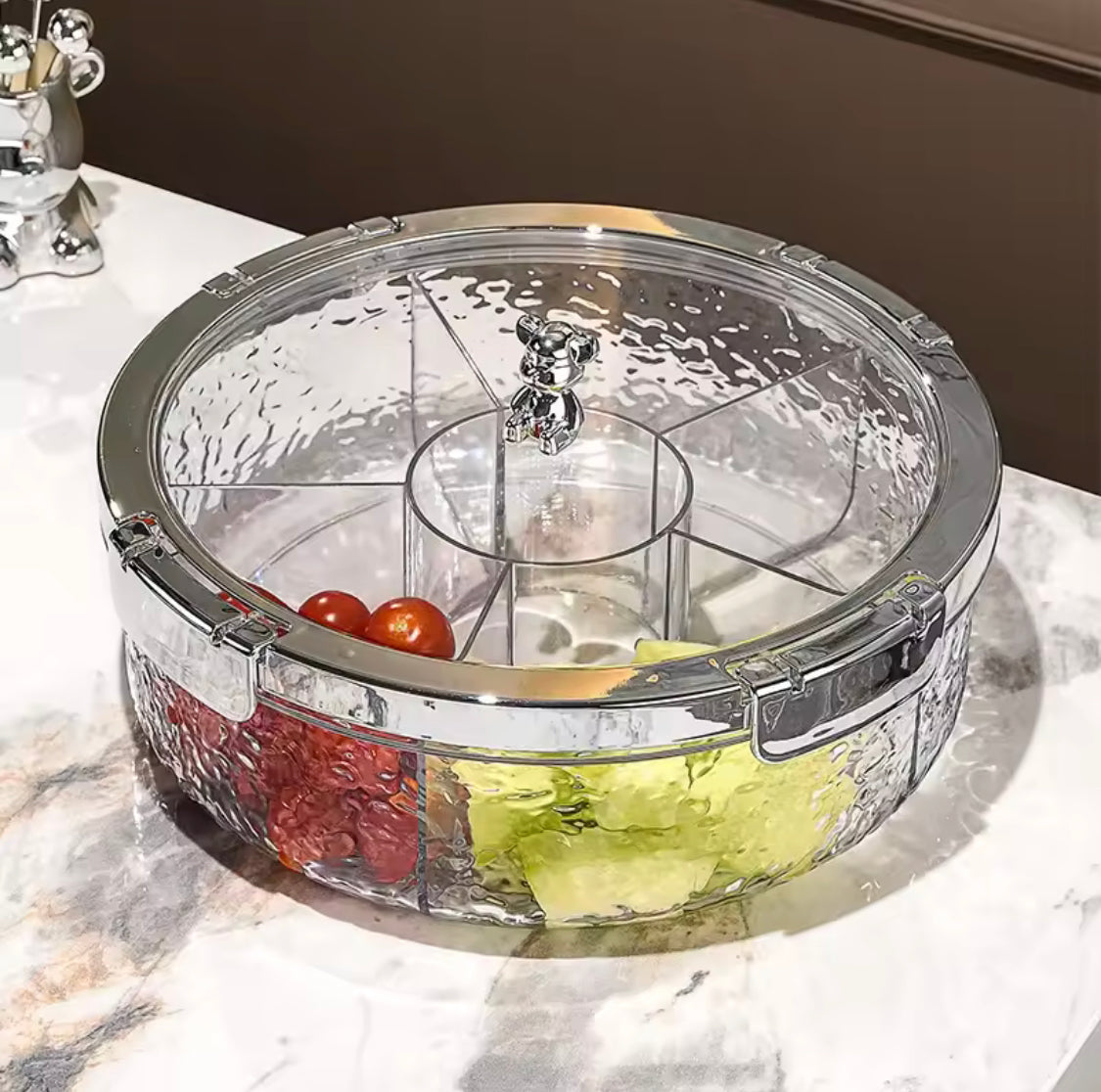 5 Grid Luxury Sealed Snack Tray With Cover
