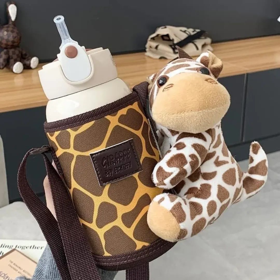Cartoon Themed Water Bottle With Plush Toy
