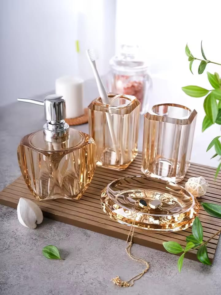 Acrylic 4Pcs Bathroom Accessories Set